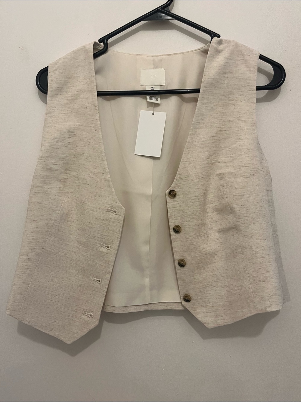 H&M Cream Women’s Button-Front Vest